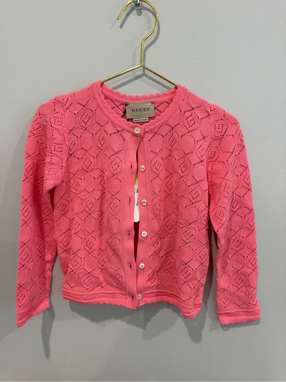 GUCCI Cardigan Pink GG Knit Sz 24 Months Baby Girl Kids